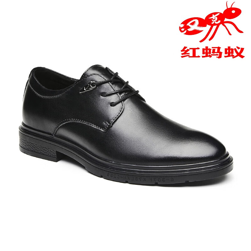 汉克红蚂蚁皮鞋男秋季增高商务英伦休闲正装男士简约头层牛皮隐形内