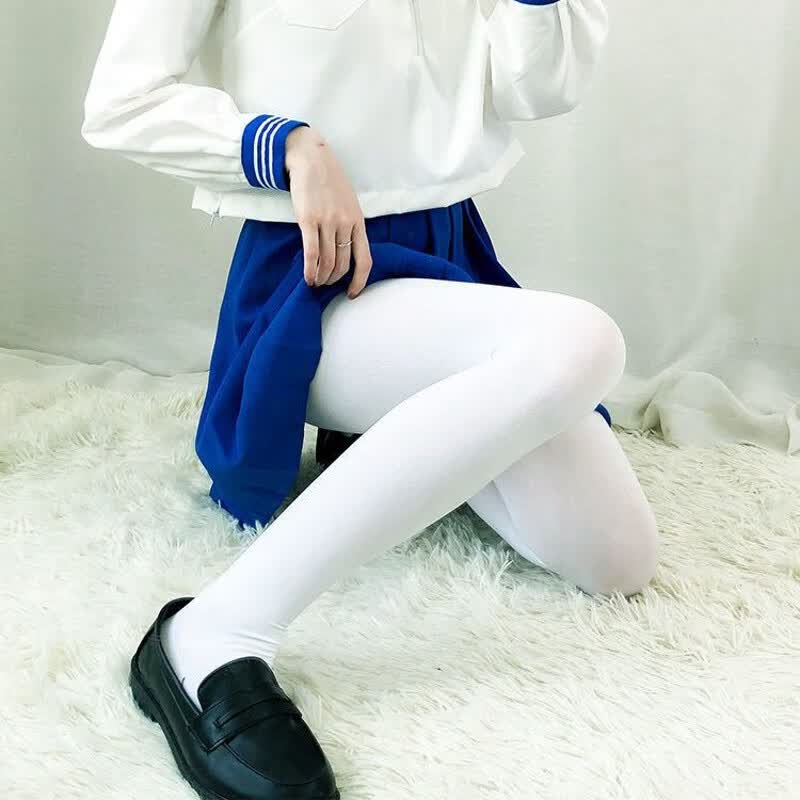 翡遇依楦舍天鹅绒连裤袜白色丝袜女日系萝莉jk白丝连裤袜大人夏lolita 小腿袜(白色1双) 均码 (150斤以下可穿)