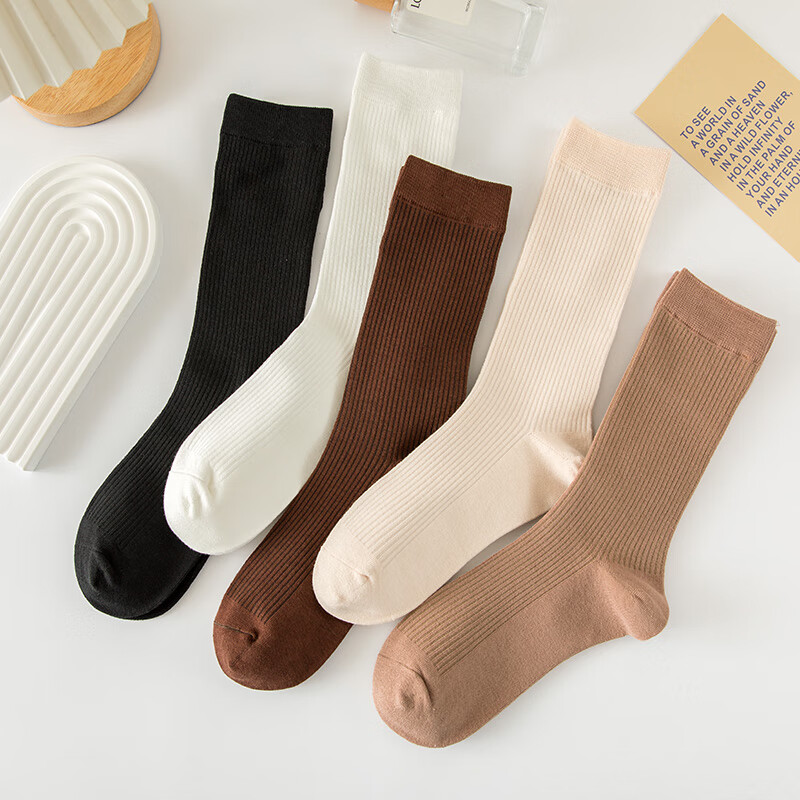 卡拉美拉秋冬款女士堆堆袜5双，多色可选