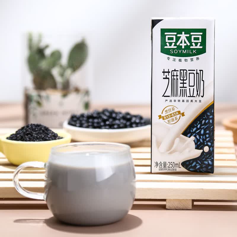 豆本豆豆奶250ml原味豆奶芝麻黑豆奶植物蛋白饮品早餐奶整箱礼盒 250mlX20盒芝麻黑豆奶-
