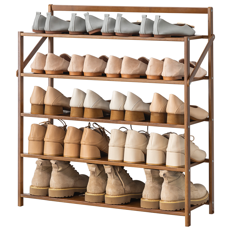 普派鞋架折叠免安装家用室内简易多层收纳鞋架入户门口柜子 【补贴钜惠】原木色6层70cm