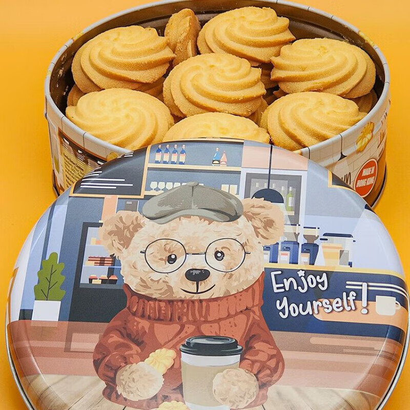 食芳溢香港familie小熊曲奇饼干铁罐装牛油花伴手礼网红休闲进口零食