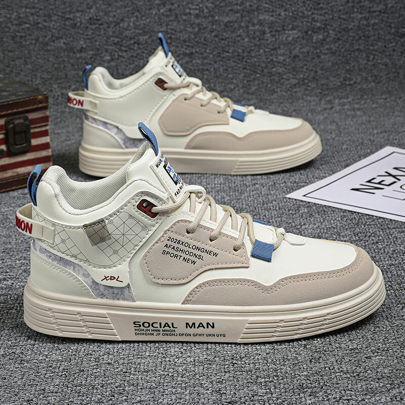 葛诺搭配短裤高腰板鞋男帆布高帮夏季男鞋2023新款运动休闲鞋百搭鞋