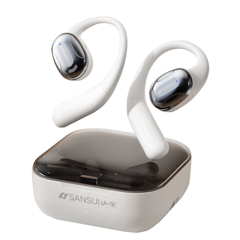 山水（SANSUI）TW93 蓝牙耳机挂耳式 ows开放式不入耳骨传导概念 双麦降噪运动长续航 适用苹果小米华为 云岩白