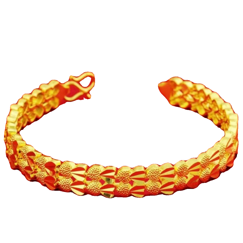 胖东来同款沙金手镯澳门真金四叶草手链黄l金色色女士款  富贵花手链+证书   亏