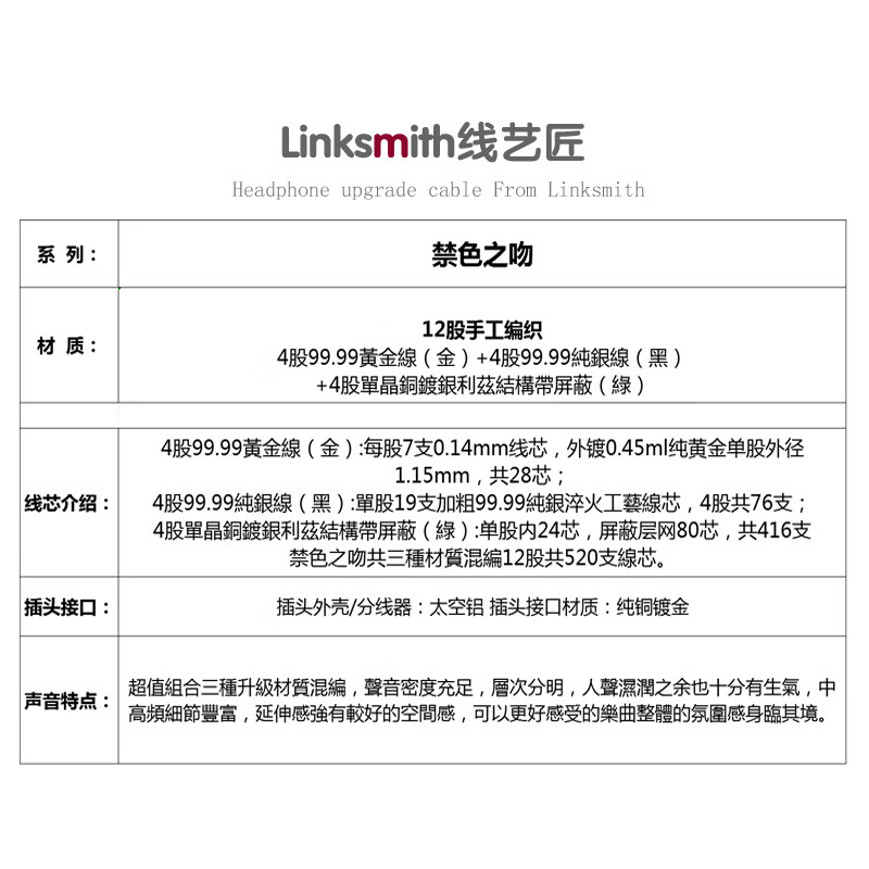 线艺匠禁色之吻0.78两针mmcx接口HD800S IE900 600平衡线金银利兹4.4平衡线升级线材 MMCX耳机接口 4.4mm平衡线 直头
