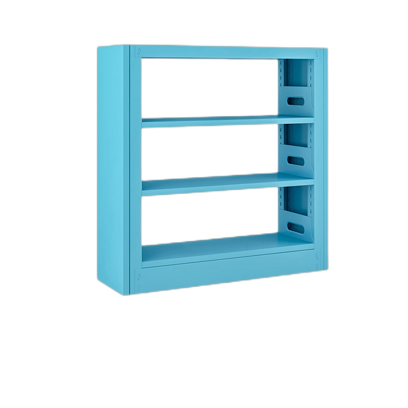炎恩家用书架落地铁艺简易收纳架图书馆现代简约钢制书架书房客厅置物架 蓝色单面3层主架(1米高)