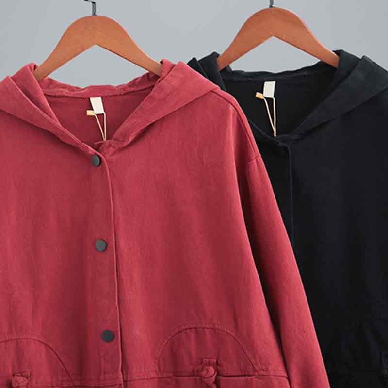 艾薇佳大码女装胖妹妹200斤春秋外套遮肚子显瘦上衣加肥加大连帽开衫 红色 3XL (建议170-200斤)