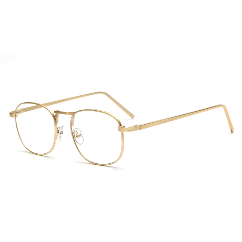 复古金属细框近视眼镜架 金丝金色方框平光镜女 男小脸眼镜框 1.