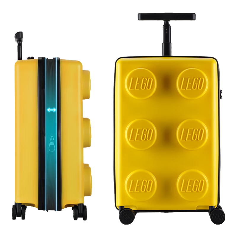 乐高（LEGO）拉杆箱20英寸可扩容旅行箱登机箱密码锁 男女 黄色 20290 