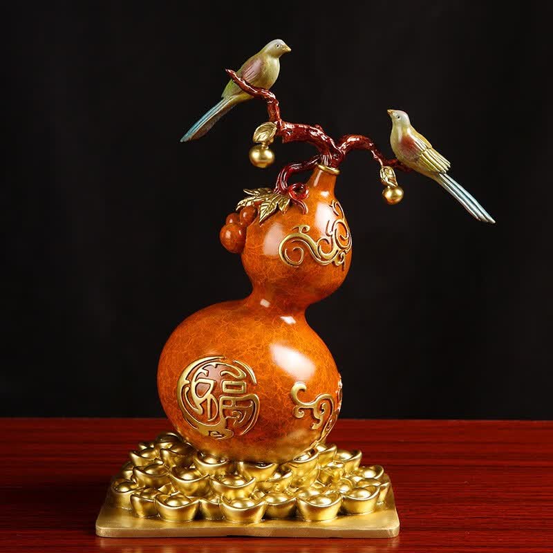 浣彩 纯铜葫芦摆件《福禄双喜》工艺品招财风水客厅装饰品桌面摆件