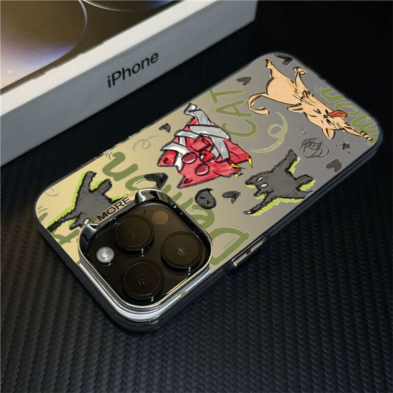 LORB适用苹果15新款手机壳iPhone16promax磨砂14plus小众感女款13夏日 银白色坏蛋小猫 iPhone12