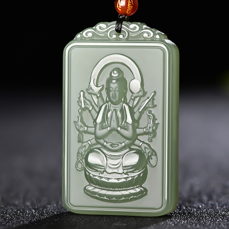 奢西欧和田玉本命佛吊坠玉佩双面精雕十二生肖守护神玉坠挂件男女款八