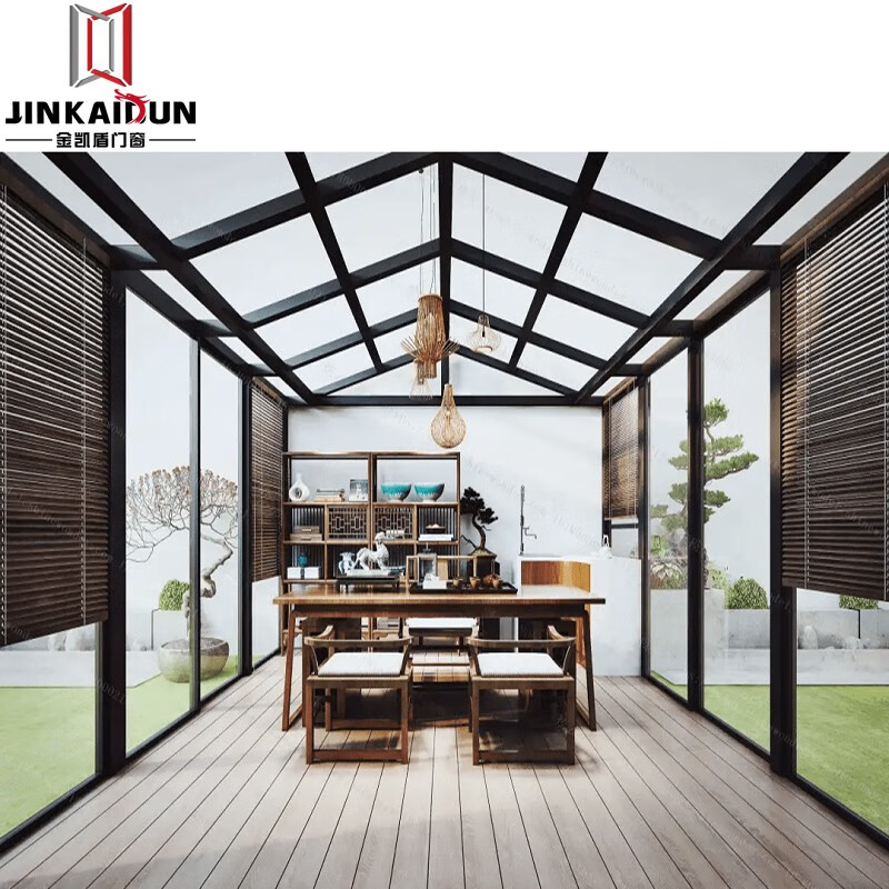 金凯威盾断桥铝人字顶阳光房上海杭州南京欧式露台别墅玻璃房定制约