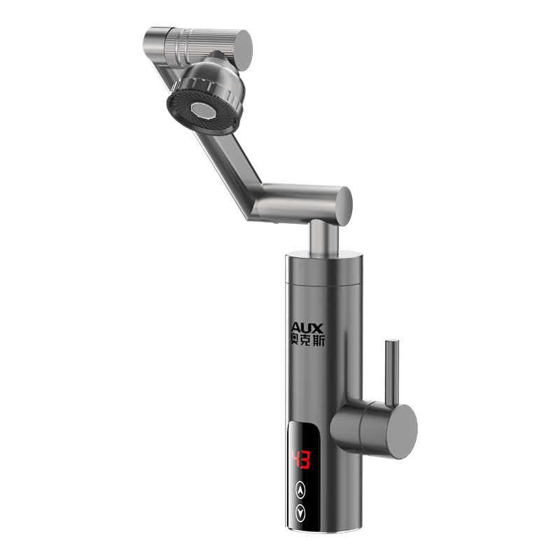 奧克斯電熱水龍頭即熱式變頻恒溫機械臂快速熱冷熱加熱器過水熱廚房寶陽臺家用熱水器 GT2X恒溫槍灰鋼