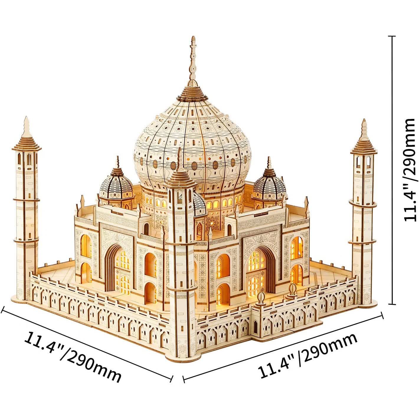 大型3d立体拼图木质世界名建筑拼装三维手工泰姬陵带灯光 带灯diy城堡