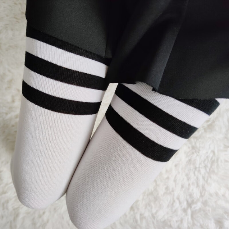 长筒袜女秋冬中厚高筒袜大腿袜防滑过膝袜高个 白色学院风 加长约85cm