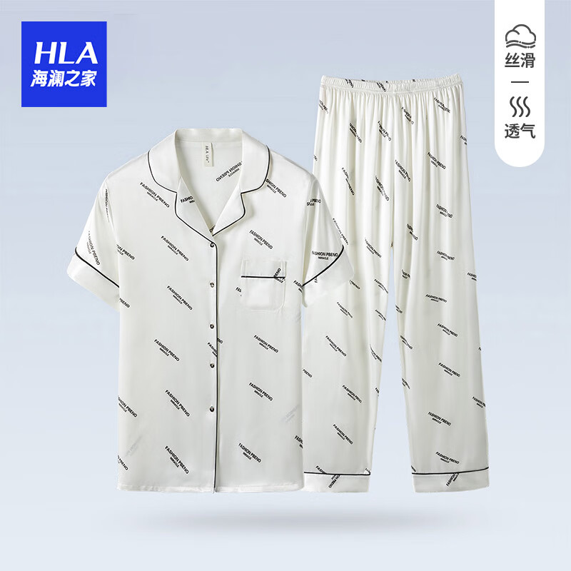 HLA海澜之家夏季短袖短裤日系夏天两件套装女薄款春秋大码家居服 白色 160/90 M
