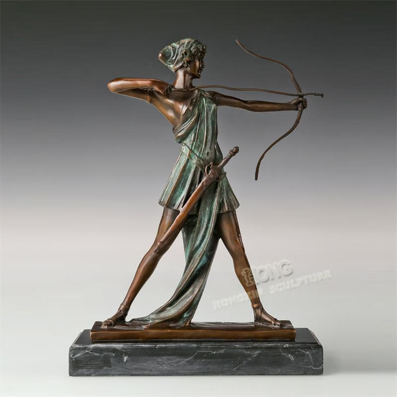 忆往昔铜雕塑拉弓射箭古希腊神话女神雕塑欧式工艺品酒店办公室客厅