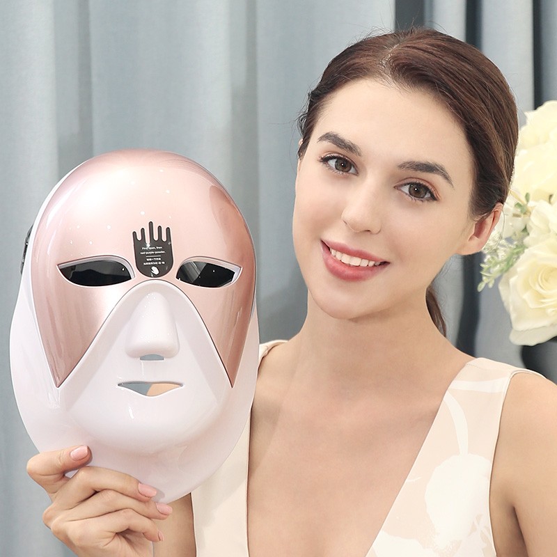 SHENDIAO 光子嫩肤仪家用红蓝光面罩美容仪led美容仪器大排灯导入仪光谱美容仪 玫瑰金 护眼
