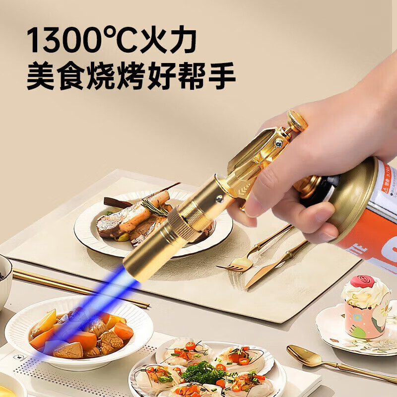荣汇达全铜卡式喷枪头喷火枪点火器家用喷火抢烧猪毛神器高温喷灯 【升级全铜款】可倒置+2气