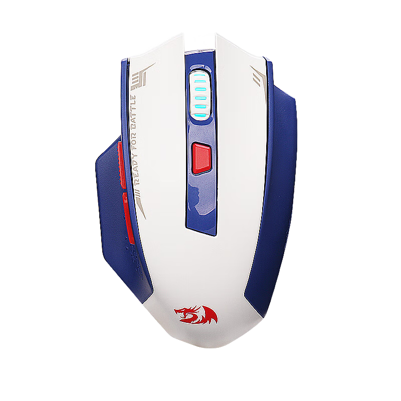 紅龍（REDRAGON）G62三模無線鼠標 中大手趴握 藍牙2.4G有線 PAW3395輕量化人體工學 機甲游戲電競鼠標 【競技款】G62三模鼠標（藍白）
