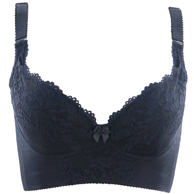 美容院調整型文胸聚攏收副乳側收矯正防下垂外擴高側比五排扣內衣 黑色 95E=42E