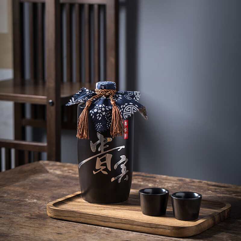 御梦瓷轩 景德镇陶瓷酒瓶2斤装密封复古酒坛酒罐家用酒壶酒具个性创意