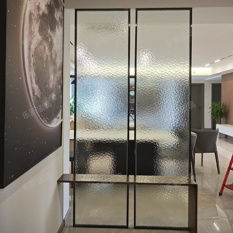cmup网红超白水纹艺术玻璃隔断入户玄关油画银波纹钢化淋浴卫生间 5mm