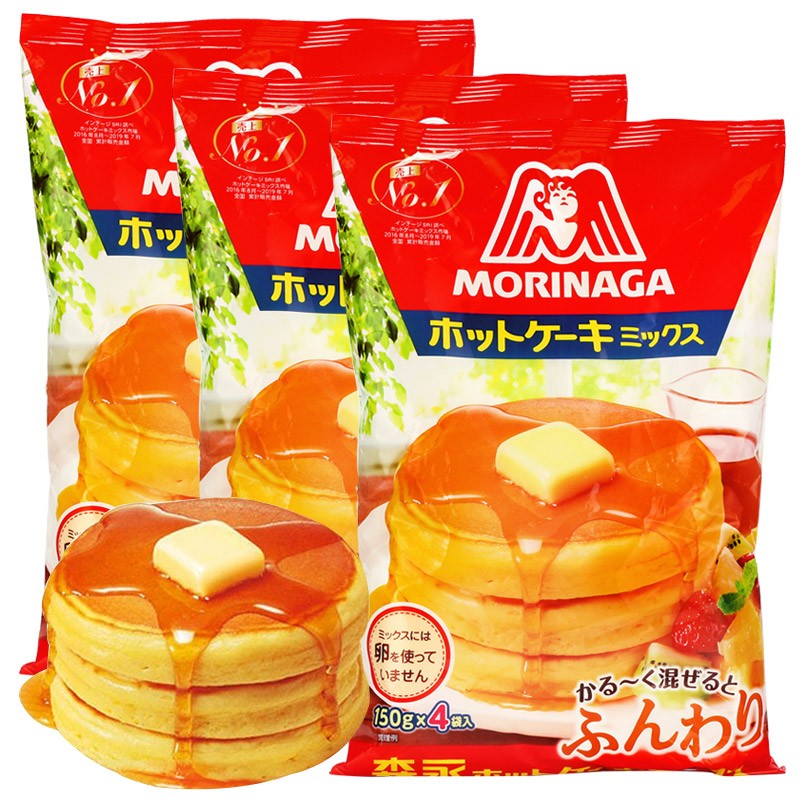 森永（Morinaga） 日本原装进口 自制早餐蛋糕 小麦预拌粉面粉 华夫饼粉铜锣烧粉 森永松饼粉 600g *3包
