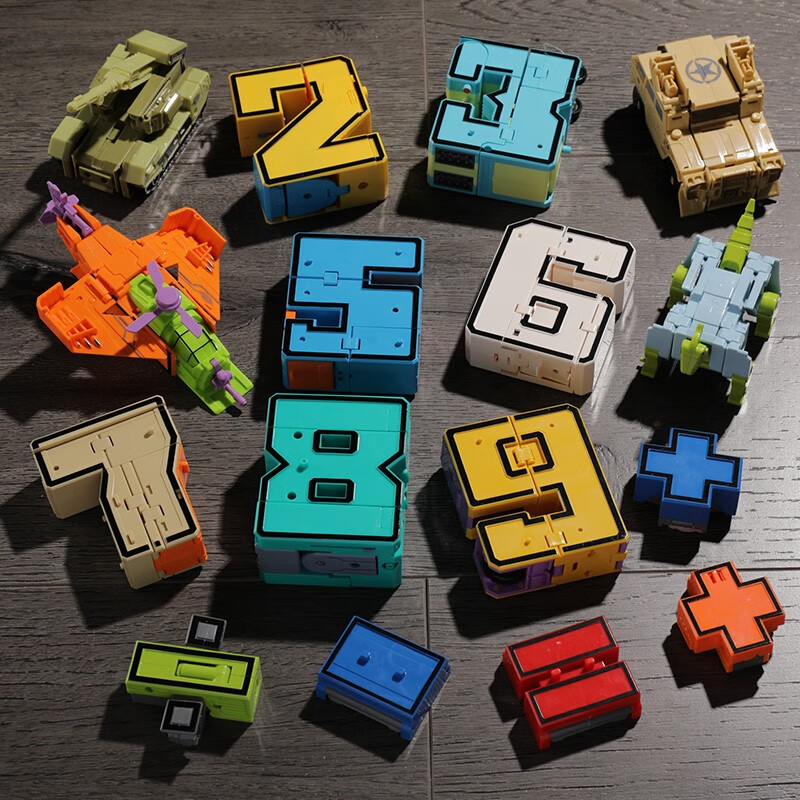糖米（Temi）儿童数字玩具金刚变形抖音同款合体汽车机器人 早教玩具男孩女孩 0-9个数字+10个符号盒装