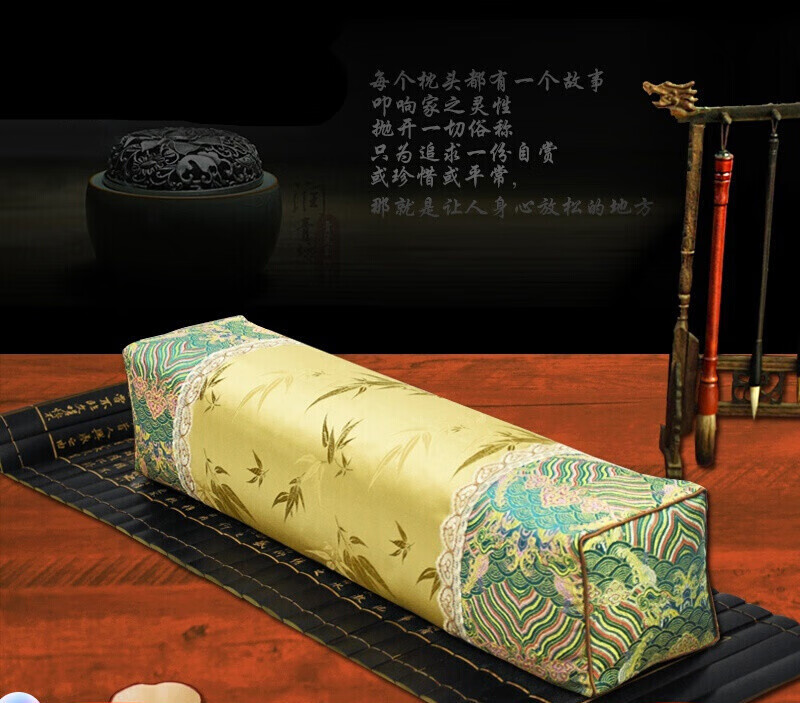 境珧仿古长方形枕头古代长条方枕头荞麦枕老式护颈枕仿古绣花花睡神