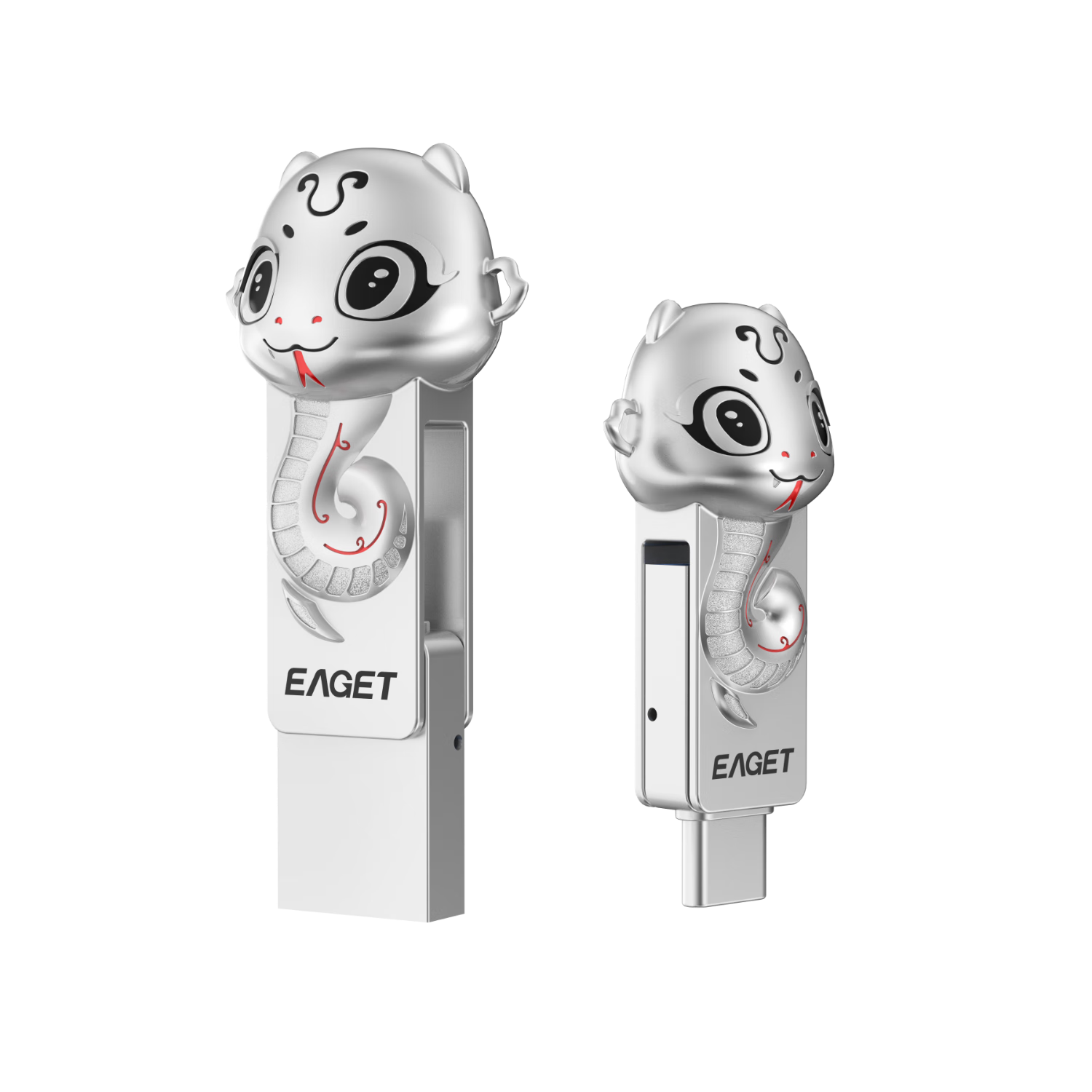 憶捷（EAGET）128GB USB3.2 U盤(pán)防水高速大容量?jì)?yōu)盤(pán) HT18 生肖蛇盤(pán)金屬防震贈禮佳品可愛(ài)創(chuàng  )意學(xué)生小巧迷你辦公	