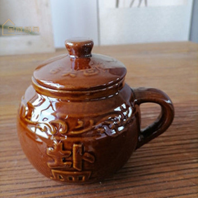 密小米陶瓷罐带盖老式盐罐加厚带盖家用防潮中式土陶辣子储物罐厨房