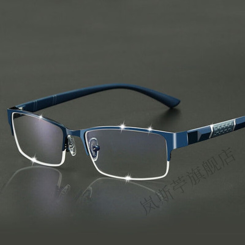 岚斯苧(lansining)近视眼镜男0-600度半框金属眼镜防蓝光疲劳护眼