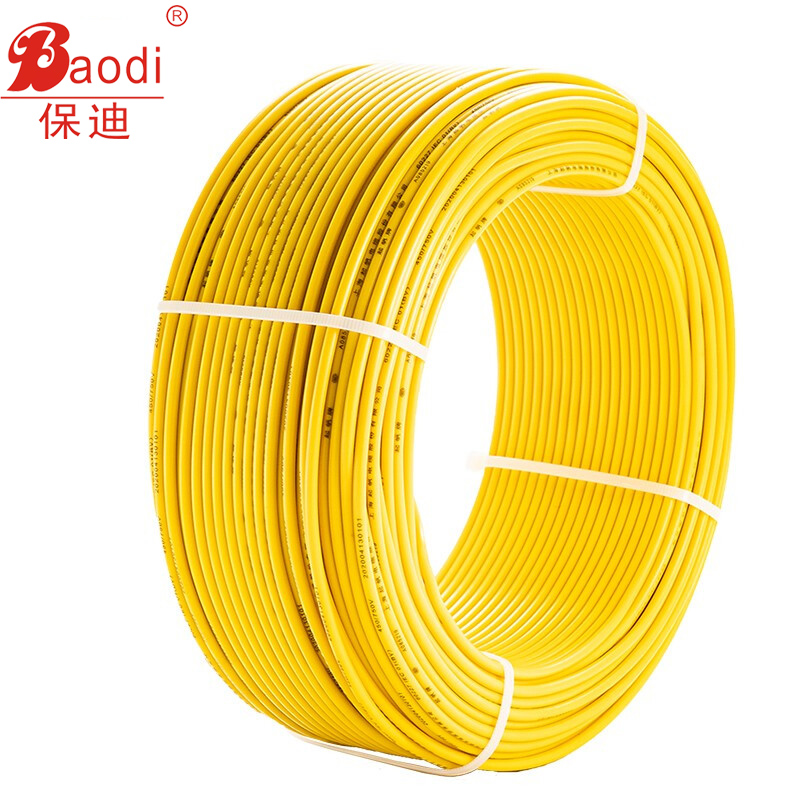 5平方 单芯单股铜线 国标照明家装铜芯电线 黄色100米