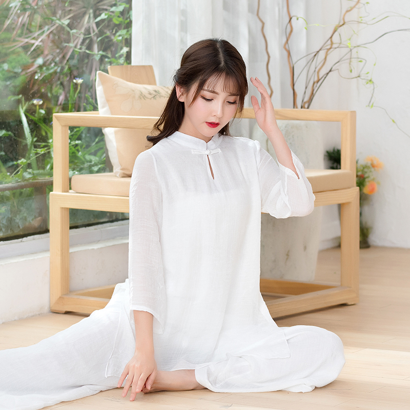 禅服佛系女居士服拜佛打坐服女茶服2022春夏中国风复古禅意仙气佛系