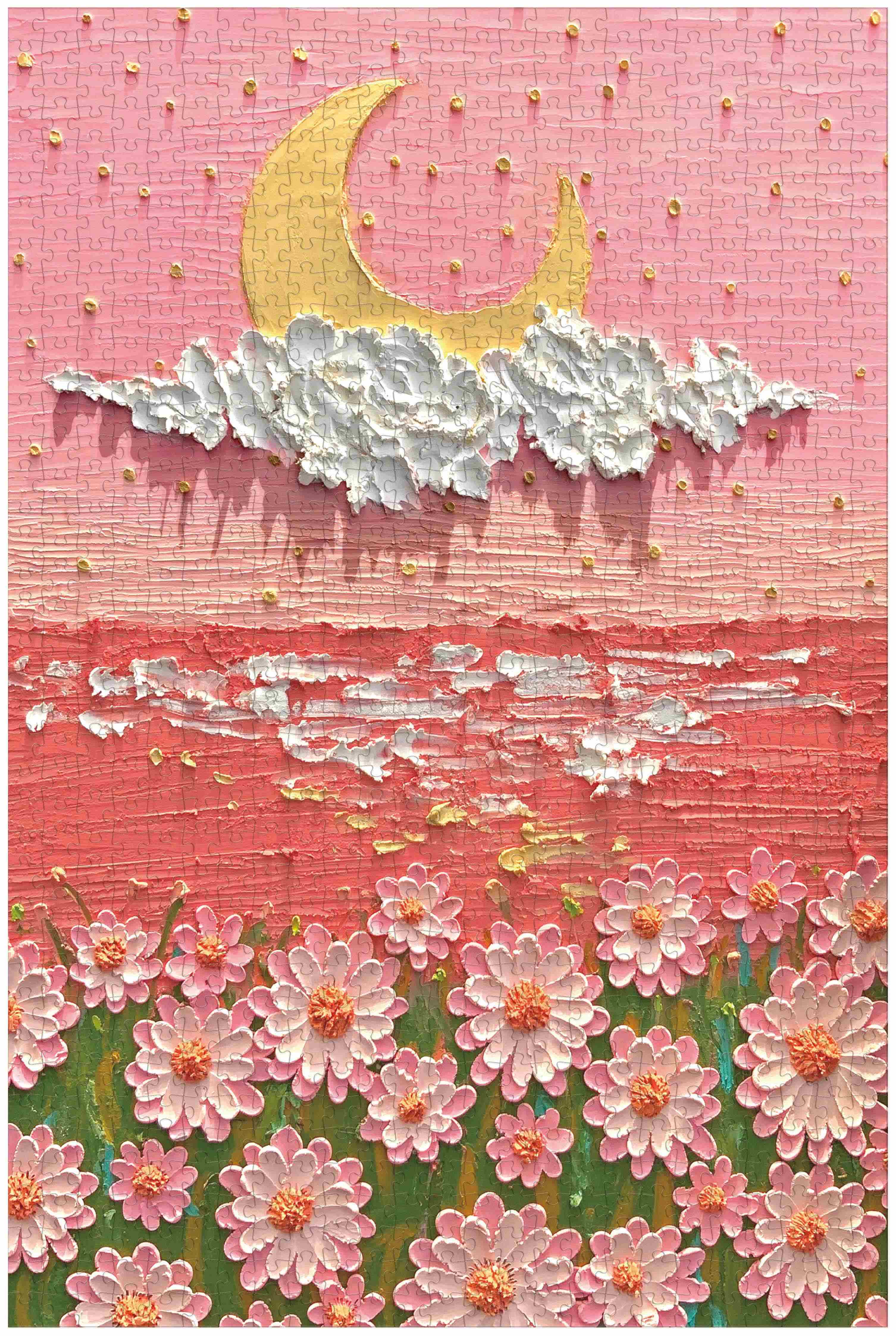 装饰画3d油画拼图裱框风景治愈系ins成人解闷消磨玩具 1000片月亮花海