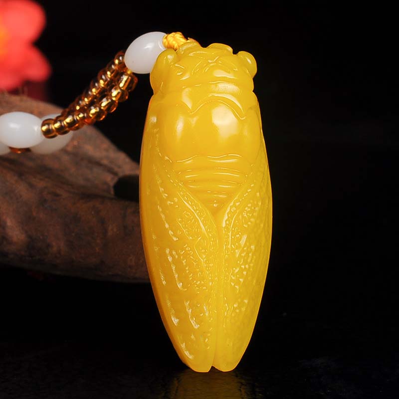 黄龙玉吊坠黄玉蝉吊坠黄龙玉知了一鸣惊人知了挂件玉 黄龙玉至怂