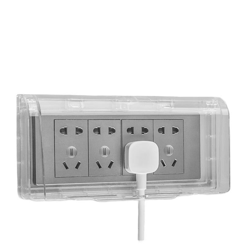 國際電工 118型插座防水盒衛(wèi)生間戶外兩位防水罩防濺盒浴室家用透明保護(hù)蓋 118型四聯(lián)防水盒【透明】
