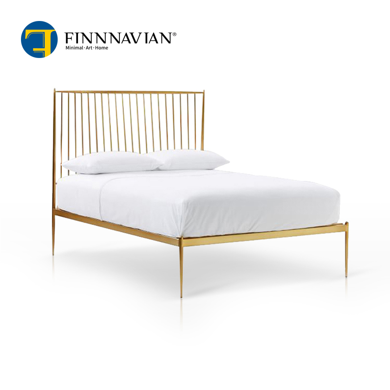 FINNNAVIAN 芬纳维亚 新品 进口Stella金属床公主北欧床 1.5 1.8米主次卧床 钛金色 1800mm*2000mm