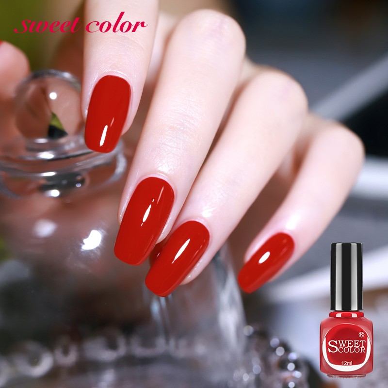 sweet color 车厘子指甲油免烤快干持久免烤水性快干红色系显白秋冬色