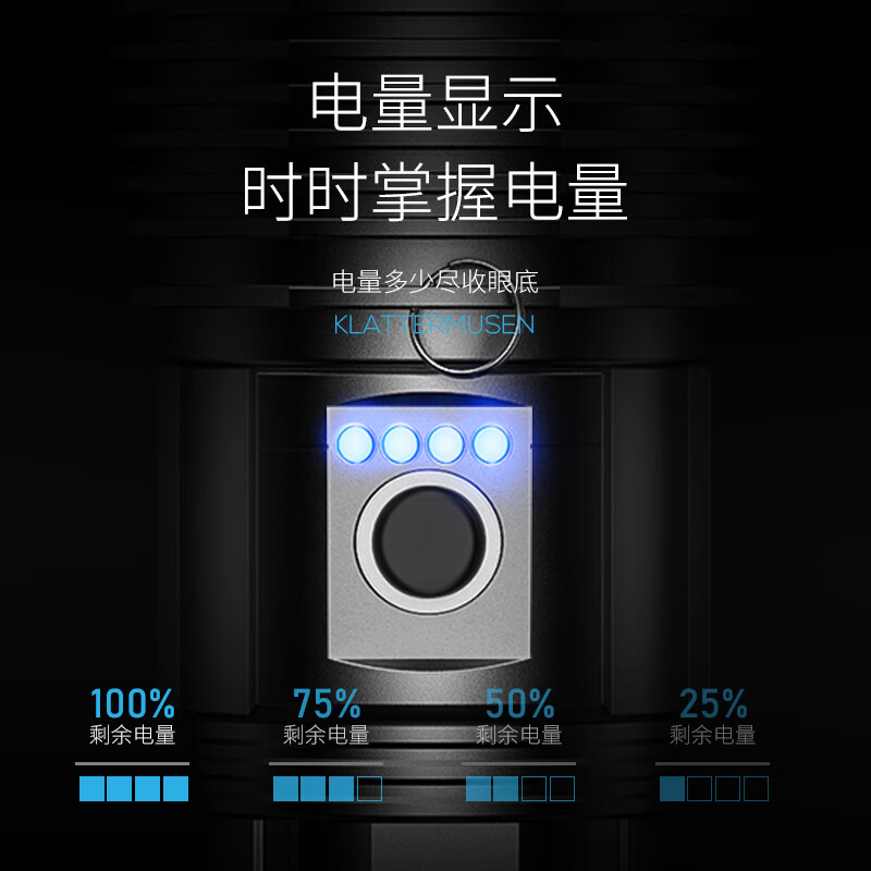 微笑鲨手电筒超亮强光激光远射充电户外探照灯变焦超长续航应急照明灯 【长款】-【伸缩调焦】-4电