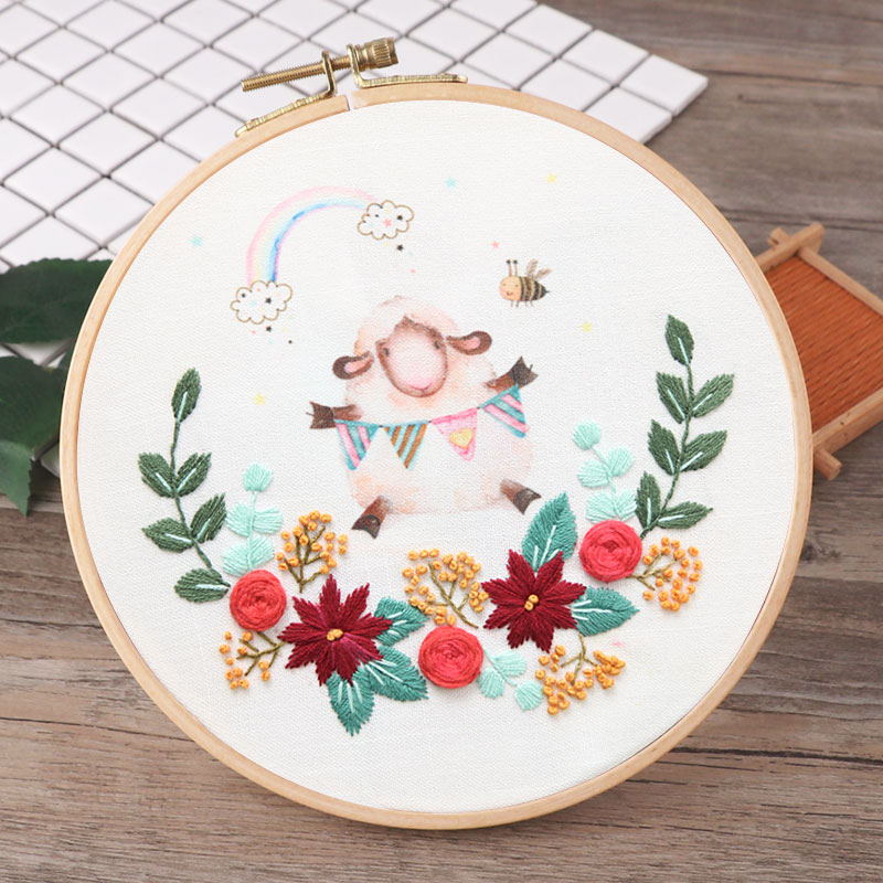 彩色绵羊(不含绣绷)刺绣 彩印