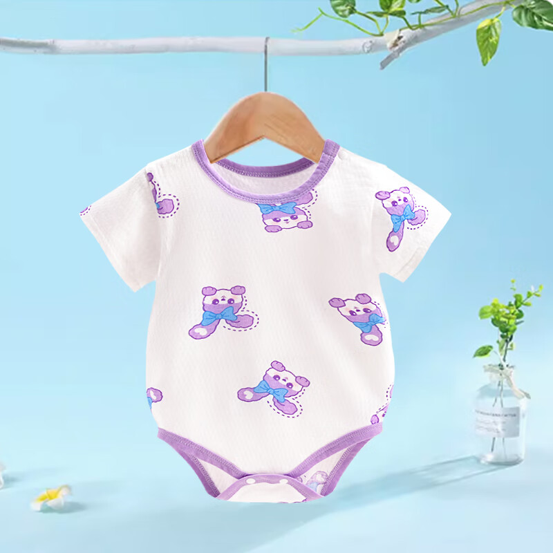 婧麒(joyncleon)婴儿包屁衣三角睡衣夏季薄款新生儿连体衣纯棉宝宝