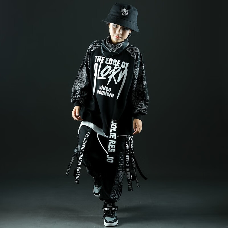 nubexi秋季新款儿童街舞潮服套装男童长袖嘻哈两件套舞台走秀炸街演出