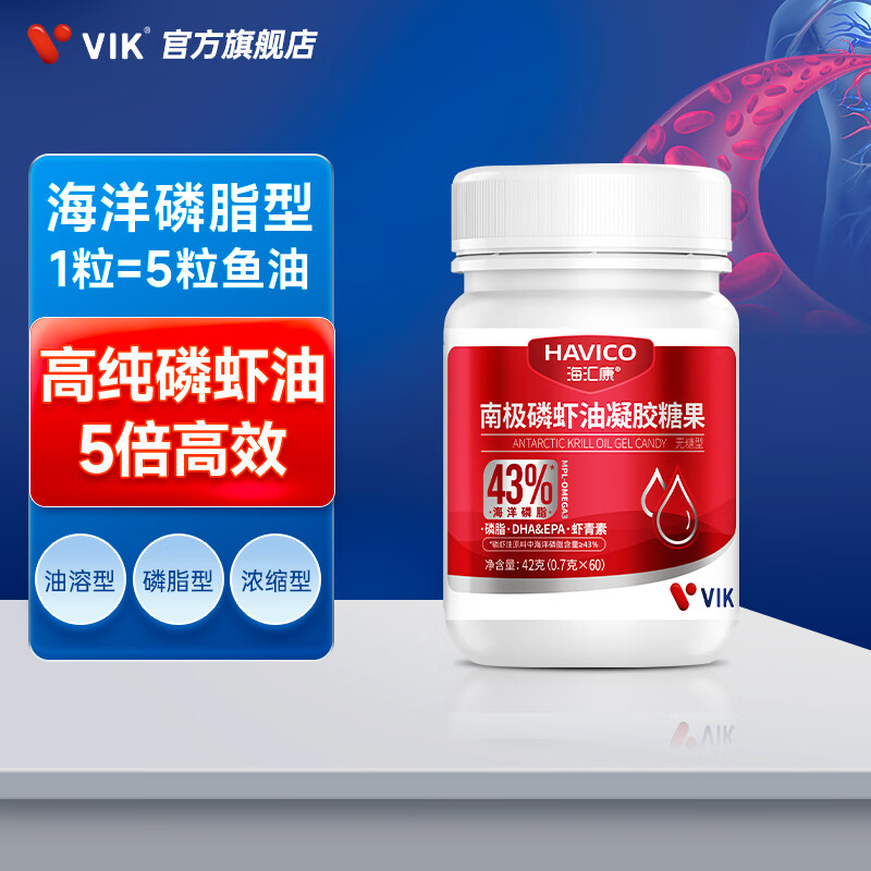 vik海汇康纯南极磷虾油43%海洋磷脂鱼油升级磷脂型Omega-3EPA中老年 2瓶进阶套装