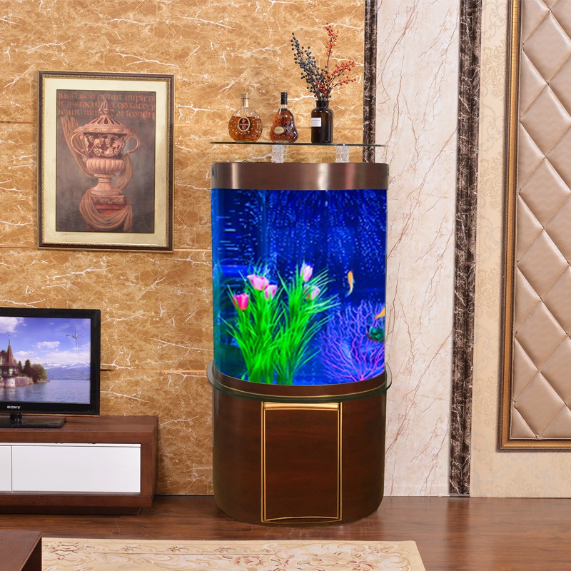 金点尚品入户包安装半圆形鱼缸水族箱家用客厅靠墙免换水底过滤鱼缸下