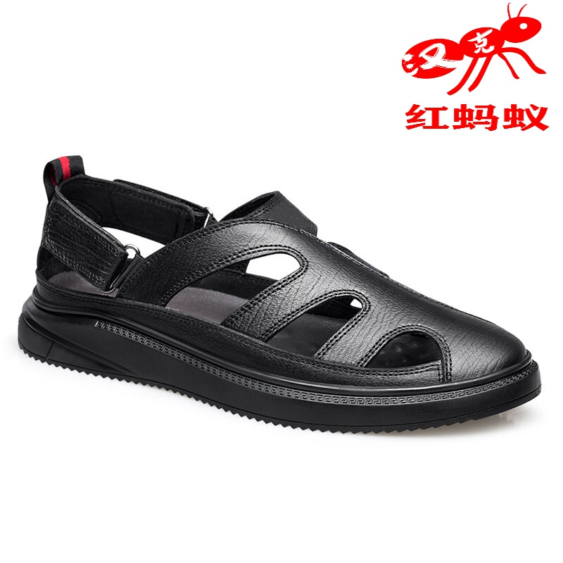 汉克红蚂蚁凉鞋男夏季新款镂空透气百搭舒适休闲欧洲站罗马鞋超轻头层