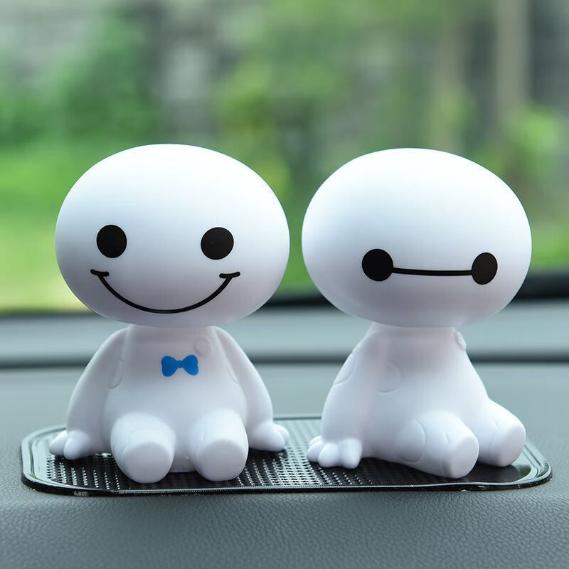 摆件摇头公仔大白车载车内装饰品摆件摇头可爱创意 大白一对 防滑垫